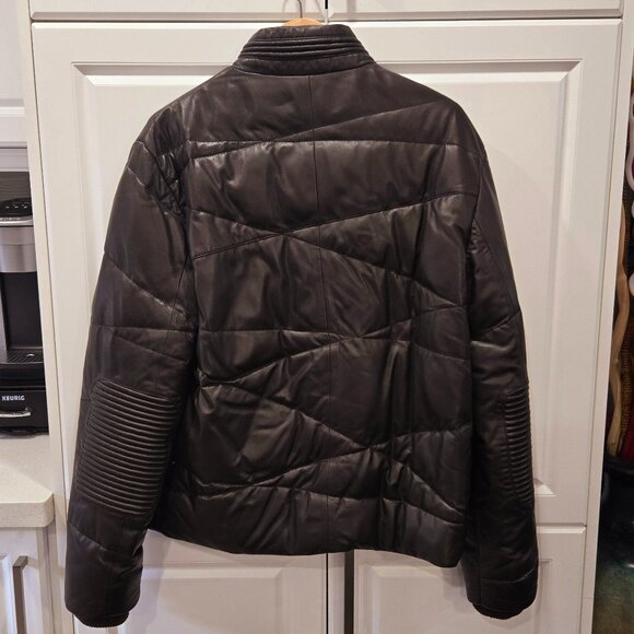 VERSACE COLLECTION Down Filled Leather Moto Jacket - Picture 5 of 16